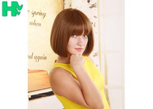 China Custom Silky Straight Synthetic Wig , Short Bob Wigs With Bangs factory
