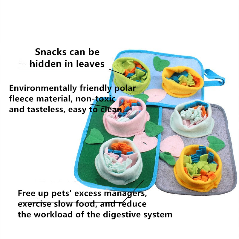 Portable Pet Slow Food Anti-Choking Dog Bowl Folding Polar Fleece Double Food Licking Plate Food Pad