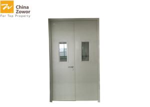 China Various Colors Powder Coating Finish Prehung Steel Fire Safety Door With Vision Panel factory