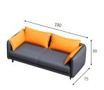 Leather Sponge MDF Modern Leisure Office Sofa Two Seats