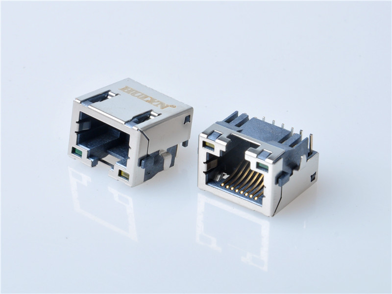 HULYN RJ45 1x1 Jack, Shielded RJ45 Modular Jack, Through Hole Type, DIP,with LEDs，Very low profile