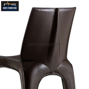 Dining Chair Metal Legs Customizable Italian Luxury Design Leather Backrest