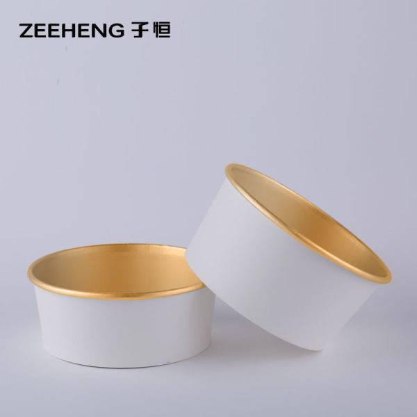 China Disposable Gold Foil Paper Bowl Custom Printing Container Paper Salad Bowl With Lid factory