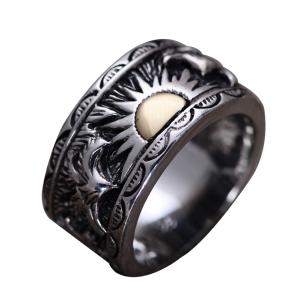 China Mens 925 Sterling Silver Band Ring Antique Engraving Silver Ring (054020) factory