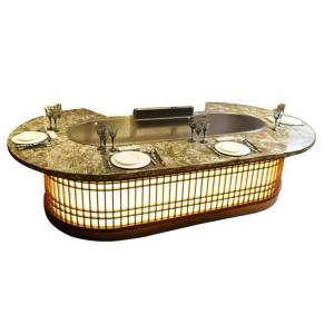 China 10 Seats Hot Selling Kitchen Equipment Oval BBQ Teppanyaki Grill factory