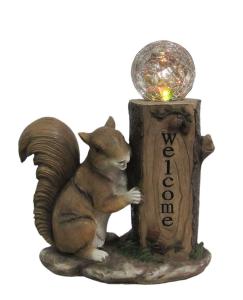 China Classical Squirrel Welcome Garden Solar Light , Animal Solar Lights Outdoor With Glass Ball factory
