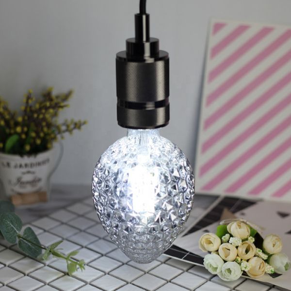 Smoky Crystal Shape Decorative Light Bulbs 6000k E27 4w Edison Led Filament Lamp