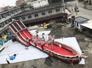 China Giant Long Pirate Theme Inflatable Water Slide With Pool For Big Event factory