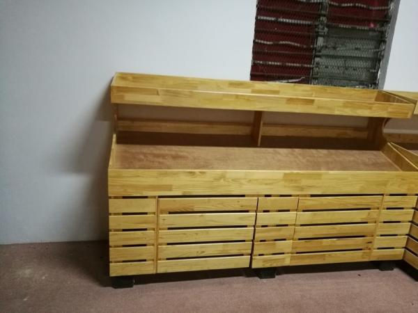 2 Layers Promotion Supermarket Display Stands Wood Storage Shelves Banana