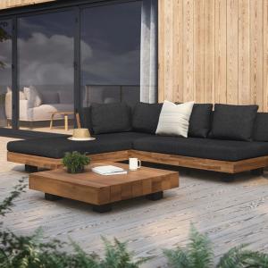 China L Shape Sectional Fabric Outdoor Sofa Bed With Wooden Frame For Roof Patio factory