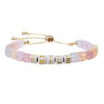 Customize Square Gold Letter Beads Adjustable Bracelet With Cracked Crystal