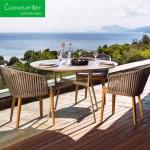 Modern Solid Wooden Dining Armchairs Water Resistant Cushion Seat for Outdoor