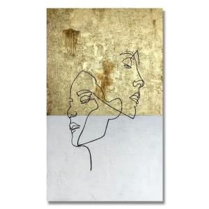 China Gold Foil Oil Painting Realist Hand Painted Figure Line Decoration Art for Home Interior Design Frame Yes Original No factory