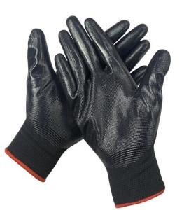 China 13 gauge polyester nylon liner smooth nitrile coated safety work gloves factory