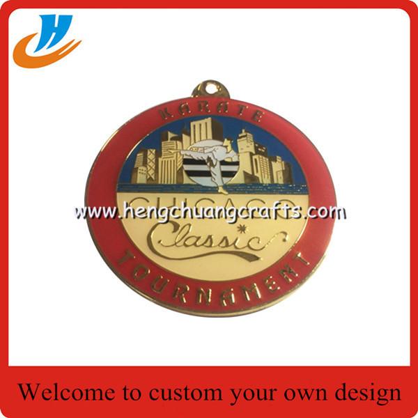 Custom Chicago tournament metal medals,engraved die casting soft enamel metal