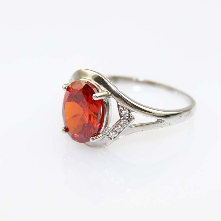 925 Silver Jewelry Oval Purple Cubic Zircon and Rhinestone Ring(R123)