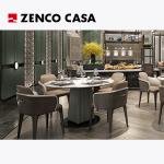 Hotel Restaurant Furniture Set Includes Leather Dining Chair And Marble Round