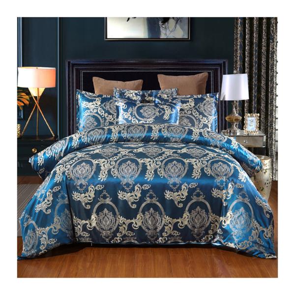 Solid Colour Satin Duvet Cover Set European Retro Baroque Style Custom Jacquard