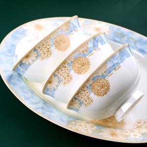 China Solid Ceramic Dishware Set Daily Use With Gift Box , High End Porcelain Dinnerware Set factory