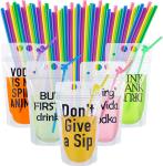 Party Beverage Drink Pouch With Straws Novelty Funny Translucent Zipper Plastic
