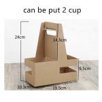 2 Cups Kraft Paper Cup Holder Milk Tea Takeout Cup Holder