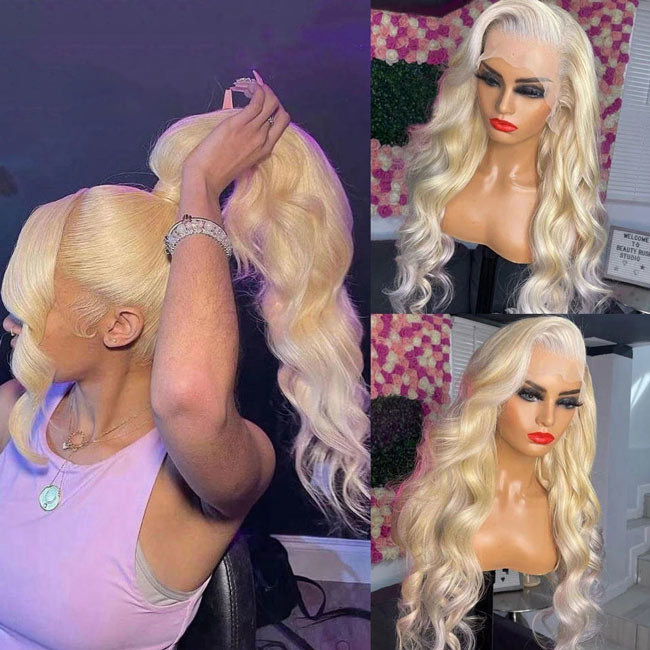 Highlight Honey 613 Blonde Wig 13x4 Hd Lace Front Virgin Hair 180% Density