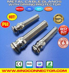China IP68 Liquid Tight Metal (Brass) Strain Relief Cable Glands with Spiral Flex Protector factory
