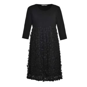 China Round Neck Plus Size Autumn Dresses With Lace Skirt , Large Size Ladies Clothes factory