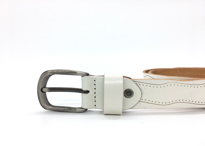 Wavy Lines Genuine Embossed Leather Belt For Ladies With Pin Buckle Wide 2.2cm