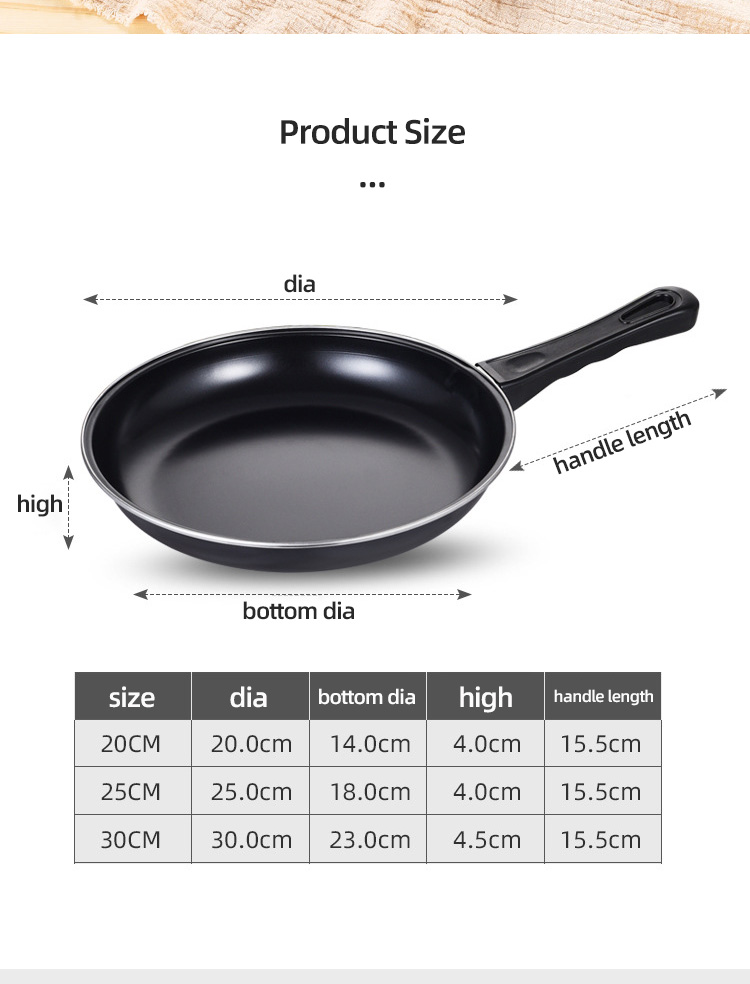 OEM/ODM Kitchen Cooking Pan Cookware Induction Bottom Carbon Steel Nonstick Fry Pan