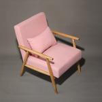 Home Furniture W66*D77*H87CM Solid Wood Fabric Wooden Sofa Chair Modern Design