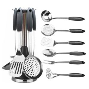 China TPR Plastic Handle 7 Piece Stainless Steel Kitchen Utensils Set for All Cookware factory