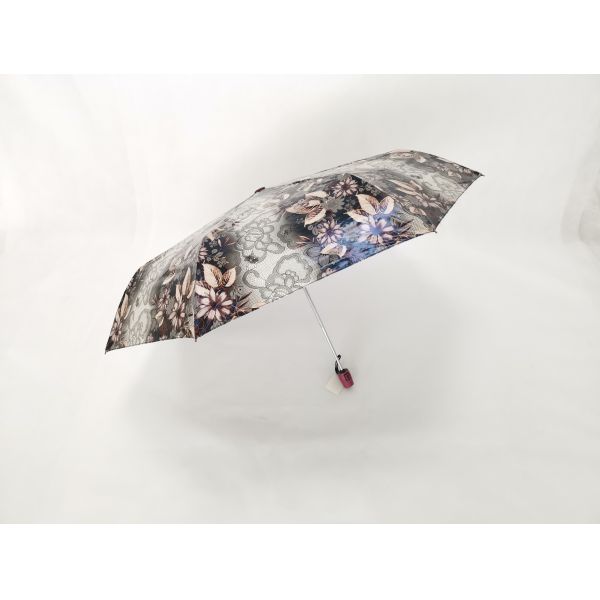 Iridescent Water Proof Fabric 3 Fold Automatic Umbrella , Wind Resistant