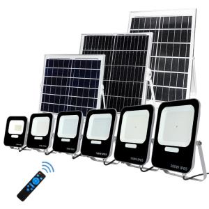 China 100w 150w 200w LED Solar Powered Flood Lights Warehouse Ground Mounted Remote Controlled factory
