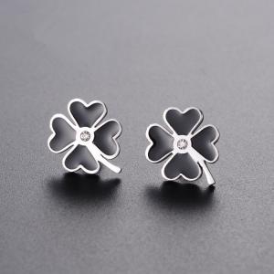 China Custom fashion four leaf clover jewelry earrings stainless steel metal lucky you enamel stud earrings factory