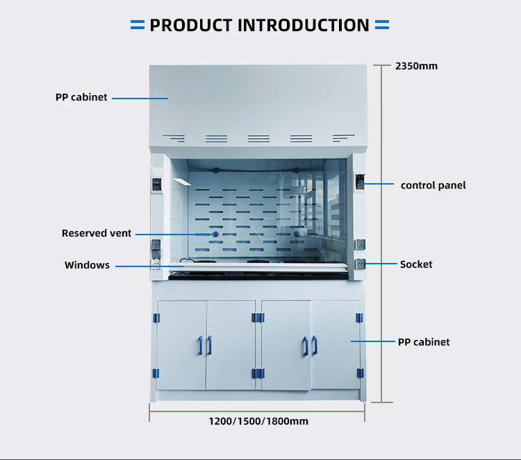 Installation Type Wall Mounted Chemical Fume Hood PP Fume Cupboard with Scrubber Customization