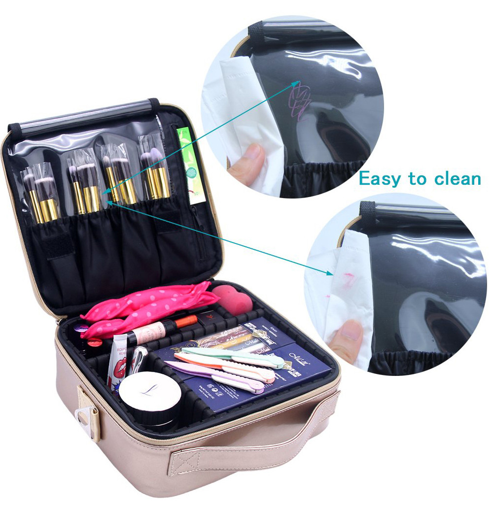 Women PU Makeup Train Case With Adjustable Dividers