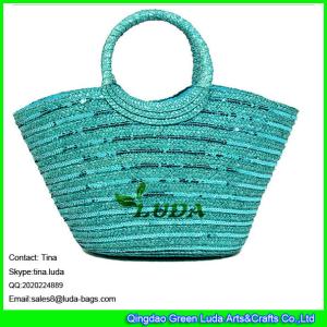 LUDA monogrammed beach bag wheat straw hobo shoulder bags