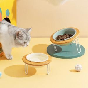 China Nordic Height Adjustable Ceramic Dog Bowls With Stand 10.2oz 20.5oz 27.3oz factory