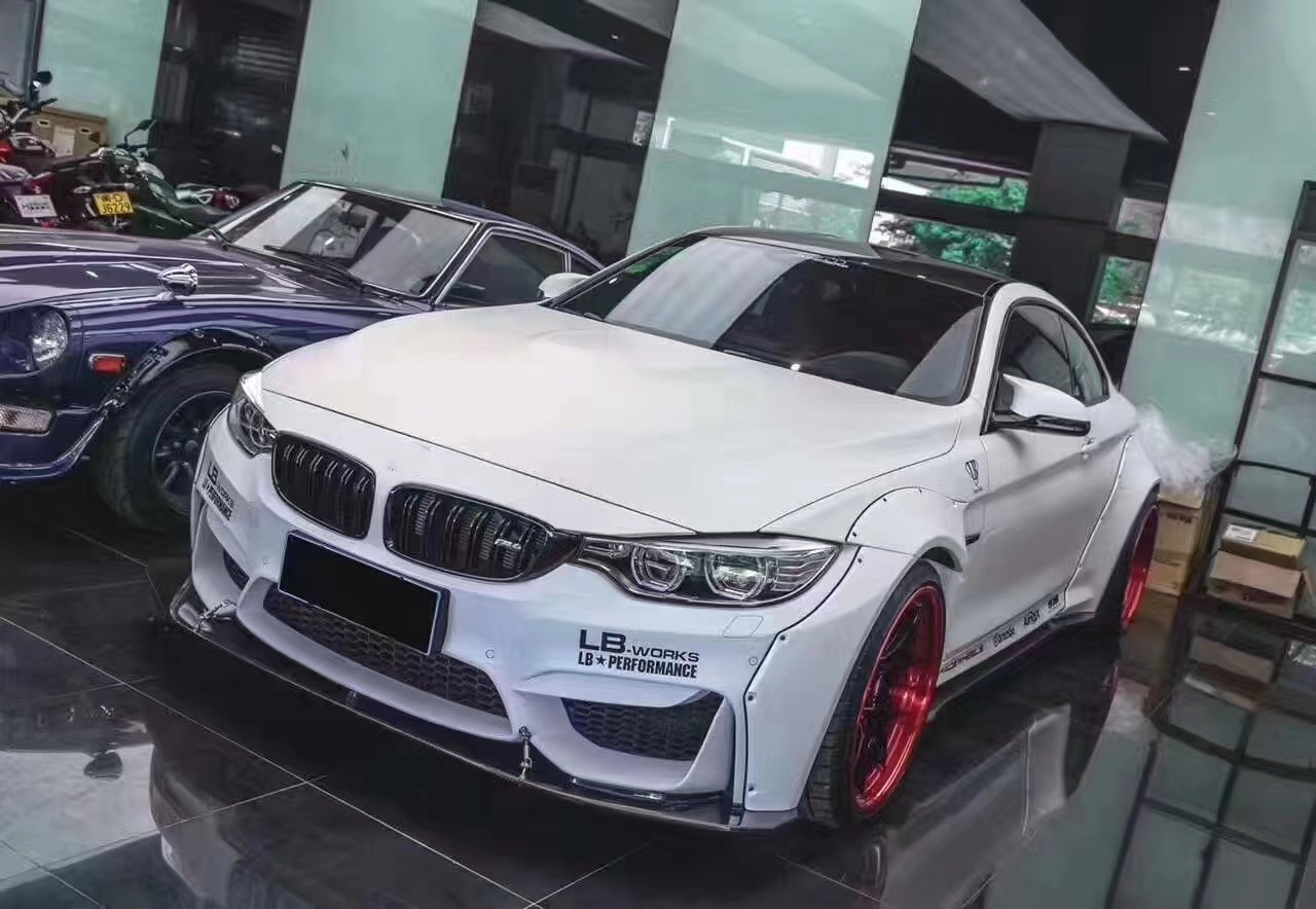 LB Wide-body Kit for BMW M4 F82 Wide-body Kit M4 F82 Upgraded LB Style Front Lip Diffuser Spoiler Carbon Fiber Body Kit