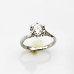 Women Jewelry 925 Silver Ring Solitaire 6mm Clear Cubic Zirconia（F09-E）