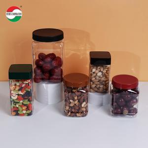 Square Cans Clear Plastic Jars With Lids Screw Top Custom Labels Package Large