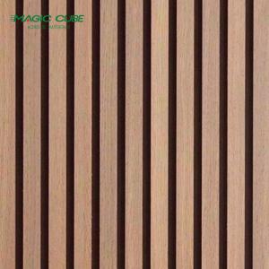 21mm Thick Acupanel Walnut Wood Slat Wall Panel With Black Acoustic Tissue Behind