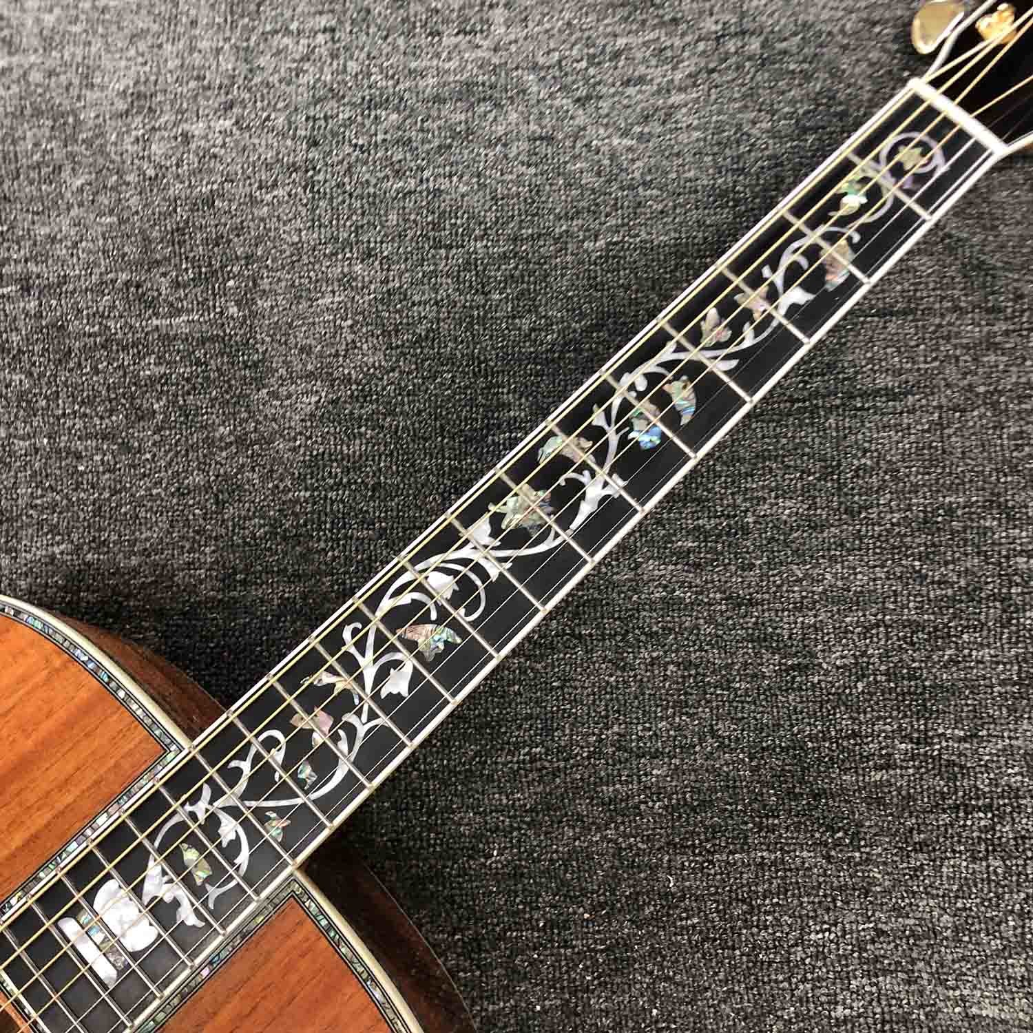 Custom Solid KOA Wood Acoustic Guitar Abalone Vase Inlays Binding D45K D Body