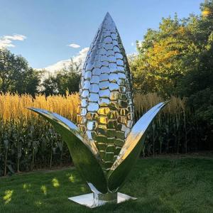 China Luxury Metallic Outdoor Decoration Stainless Steel Corn Sculpture factory