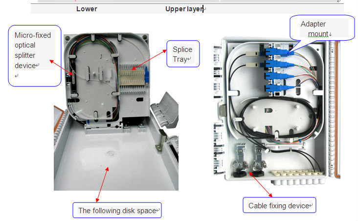 Passive Optical Network Electrical Terminal Box 16 Cores SC Adapter IP 65