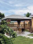 Outdoor Cedar Wood Hardtop Gazebo Spruce Wood Asphalt Roof For Backyard Lawns