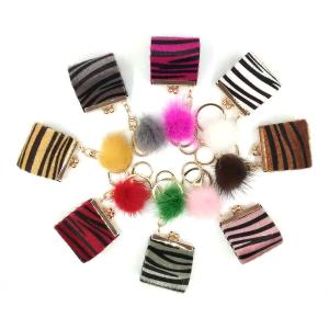 China Zebra Stripe Coin Bag Keychain factory
