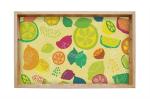 decorative bamboo wooden serving tray with color pattern