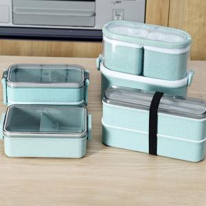 China Sustainable Wheat Straw Plastic Multi Compartment Lunch Box Japanese Style factory